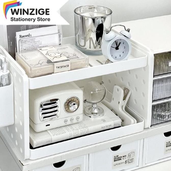 WINZIGE RAK MEJA WITH PEG HOLE BOARD STATIONERY DESKTOP STORAGE MULTI-LAYER RAK MINI LUCU TABLE RACK