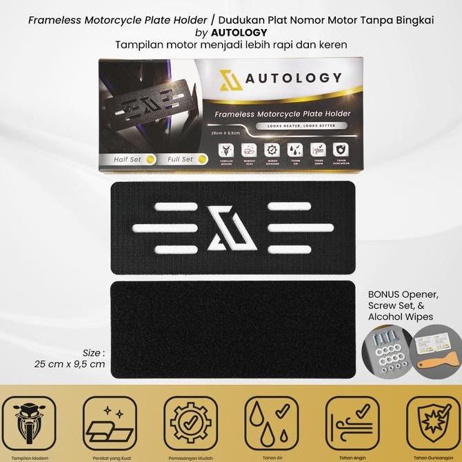 Promo Autology Frameless Plat Motor | Dudukan Plat Nomor Motor Frameless | Tatakan Plat Nomor Motor 