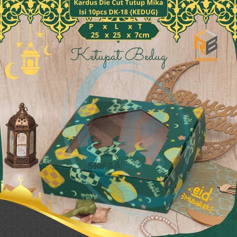 

( 10 pcs ) Kardus Mika Kotak Pudding Lebaran Box Kue Cake Hampers Idul Fitri 25x25x7 cm