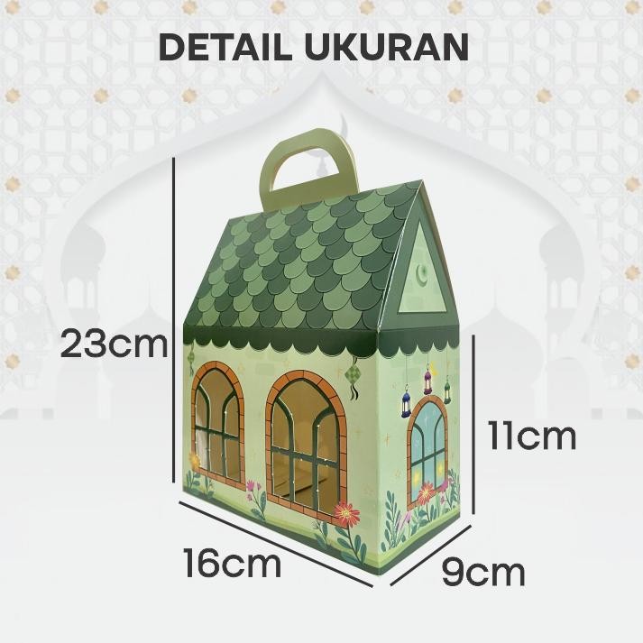 

Gable Box Hampers Lebaran 25pcs/ Motif Rumah Idul Fitri / Parcel Hari Raya Anak Keponakan (Paket 25pcs)