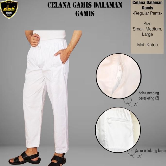 Celana Sirwal Putih Pria Dewasa Dalaman Jubah Gamis Pria Celana Sirwal H32
