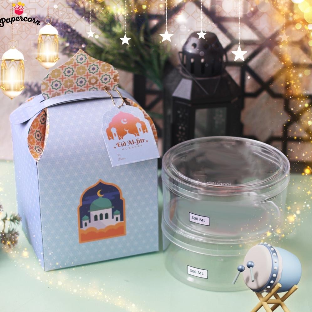 

10 Pcs Box Hampers Lebaran / Idul Fitri - Kubah Violet uk 14x14x14 cm muat 2 Toples biggy 500 gr