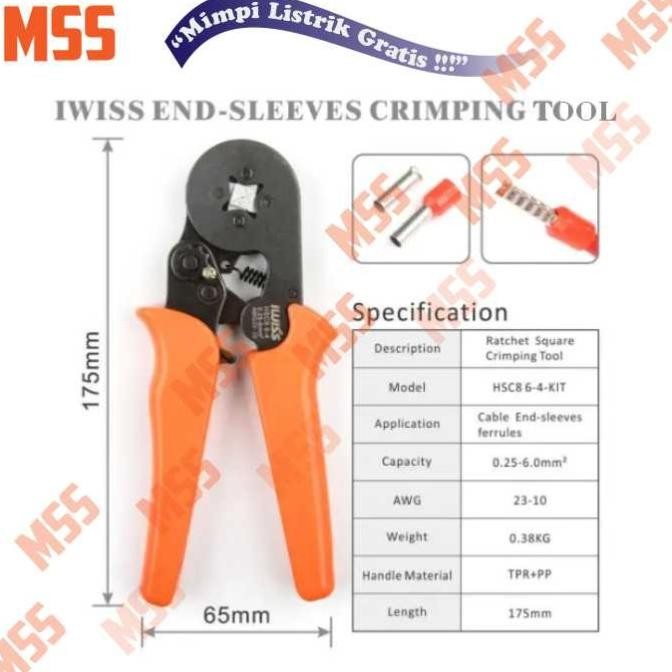 Grosir Iwiss Tang Ferrule, Wajib Untuk Pemasangan Kabel Combiner Box/Panel