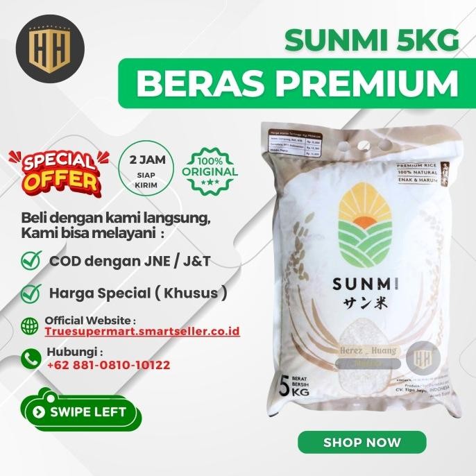 

Beras Putih Premium SUNMI 5kg , Beras Butir Premium Khas Cap Jepang L67J