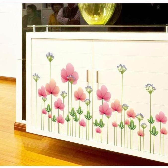 TERBARU JURAGAN WALL STICKER BUNGA TULIP FLOWER GRASS AY7205 STIKER DINDING TULIP WALLSTICKER TRANSP