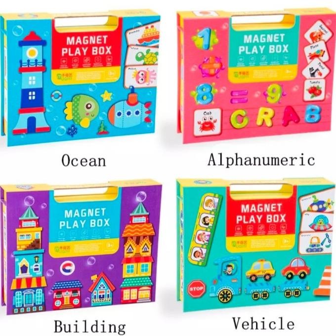 [capt] Mainan Edukatif Anak Kotak Mainan Puzzle Magnet - Puzzle Magnet Play Box Kayu Toys