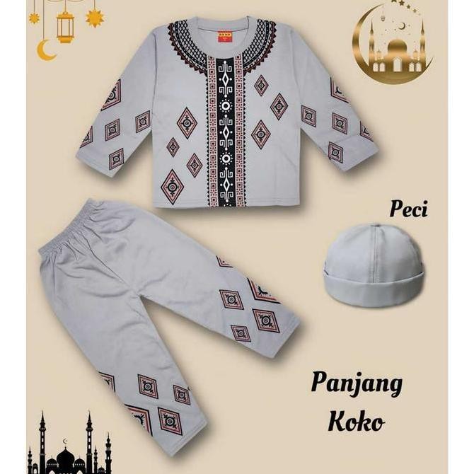 Geraigo- Baju Koko Anak Laki-Laki Bahan Kaos Katun Adem / Setelan Koko Anak Usia 2-10 Tahun