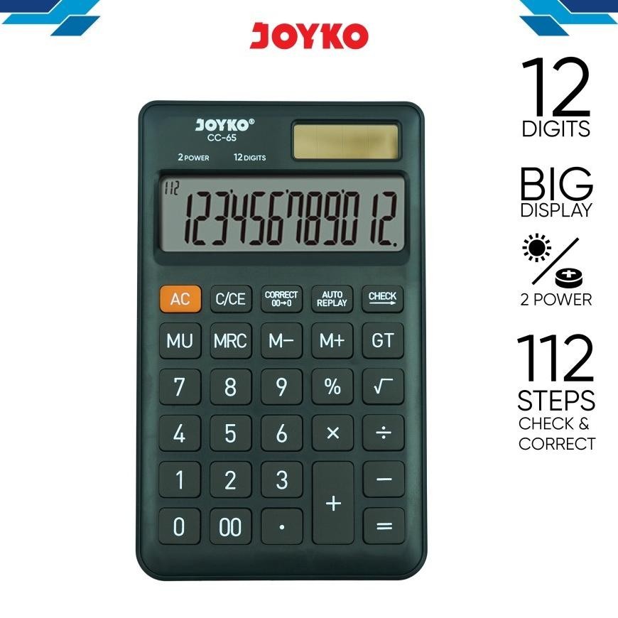 

t-56 se-7 JOYKO CC65 CALCULATOR POCKET 12 Digits - Kalkulator Saku Cek Ulang Koreksi CC 65 Murah Viral
