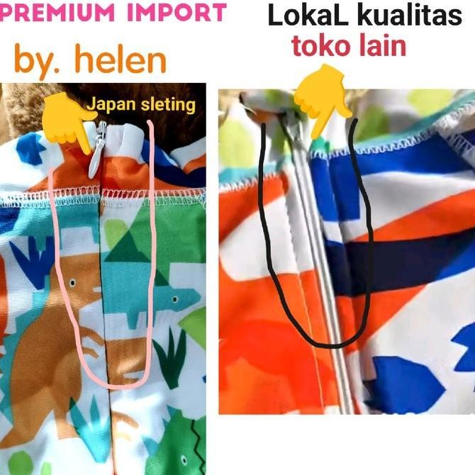 Geraigo- Baju Renang Bayi Laki Laki 3Bulan-4Tahun 1Set Topi Import Jumper Renang Anak