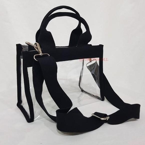 Dearglow- Tas Tote Pvc Mika Transparan Dengan Resleting Plastik Wanita Totebag