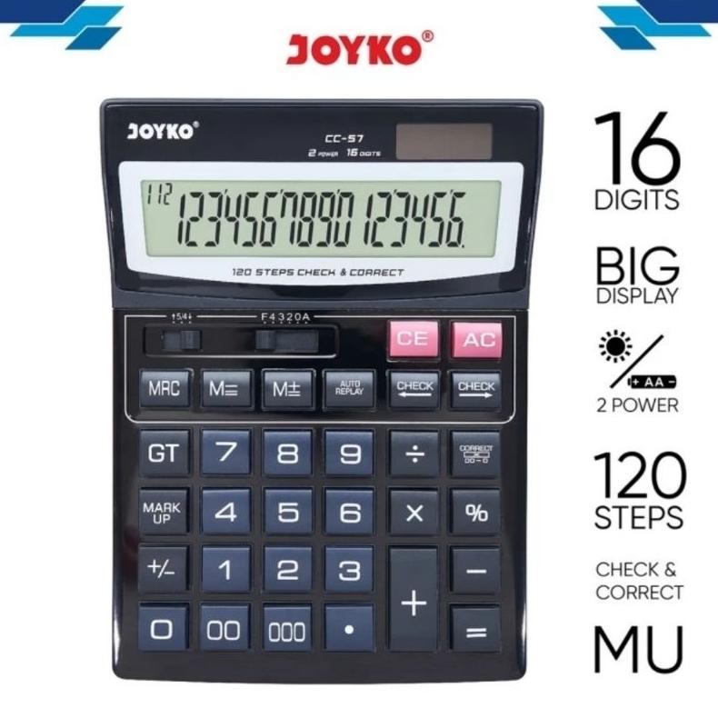 

tre-57 jy-56 JOYKO CC-57 Check & Correct Calculator - Kalkulator 16 Digit LCD BESAR Cek Ulang Viral Original