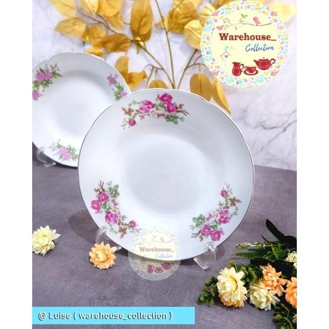 Piring Jadul-Piring Makan Sango 8"Inch Keramik Motif Kembang Jadul