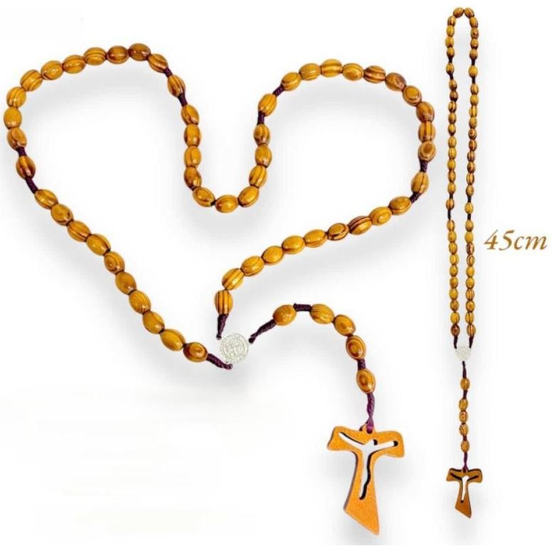 dh-68 iQ45 Rosario Kayu Salib Tao Siluet 8mm Bulat (7641) - Rosario Kayu - Rosario Kayu Bulat - Rosa