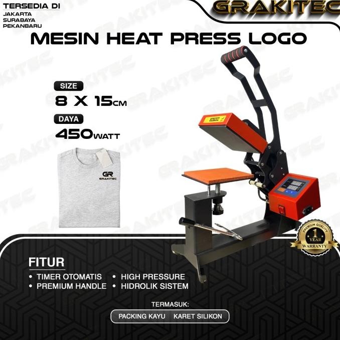

Mesin Heat Press Sablon Mini Topi Logo Label 15X15 Cm