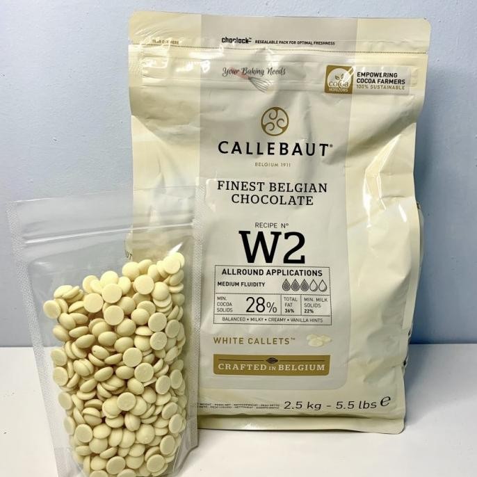 

callebaut white chocolate couverture 28 coklat W2NV 250 gr liquid
