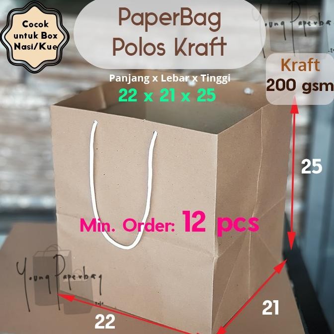 

Cq37 [200 Gsm] Paperbag / Tas Kertas / Paper Bag Polos Kraft Kotak 22 X 21 X 25