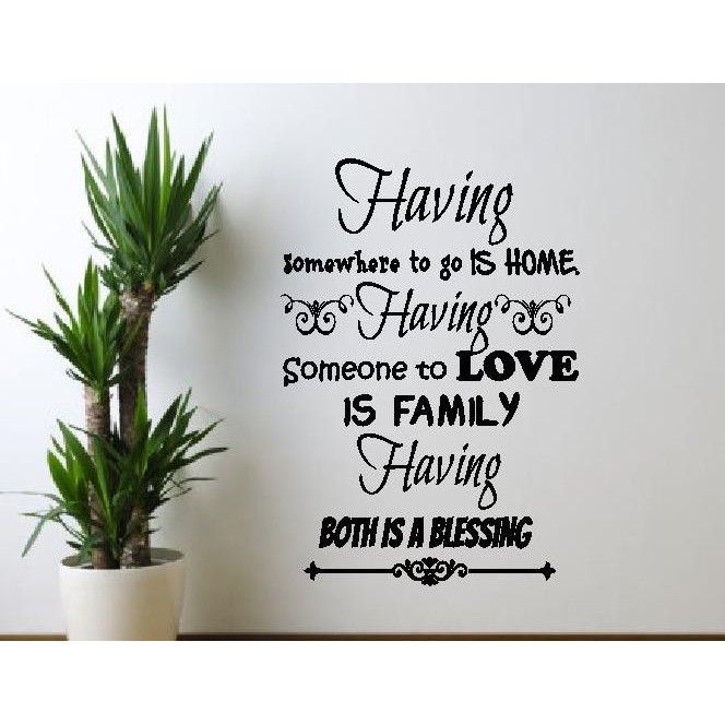 Wall Sticker Quotes Having Home Family Stiker Dekorasi Dinding Rumah