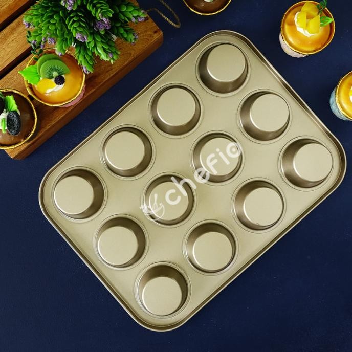 

Chefio Loyang Muffin Cupcake 12 lubang Anti Lengket /Cetakan Non Stick VS99