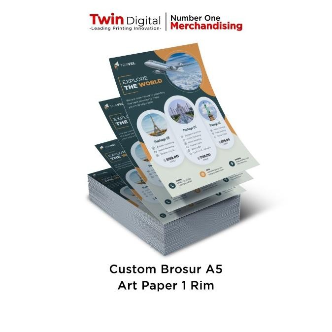 Cetak Brosur A5 1 sisi 1 rim Art Paper150gsm