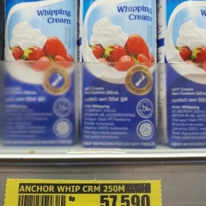 Anchor Whipping Cream 250Ml 1Liter Uht Dairy Whipped Cream Cair Halal Promo