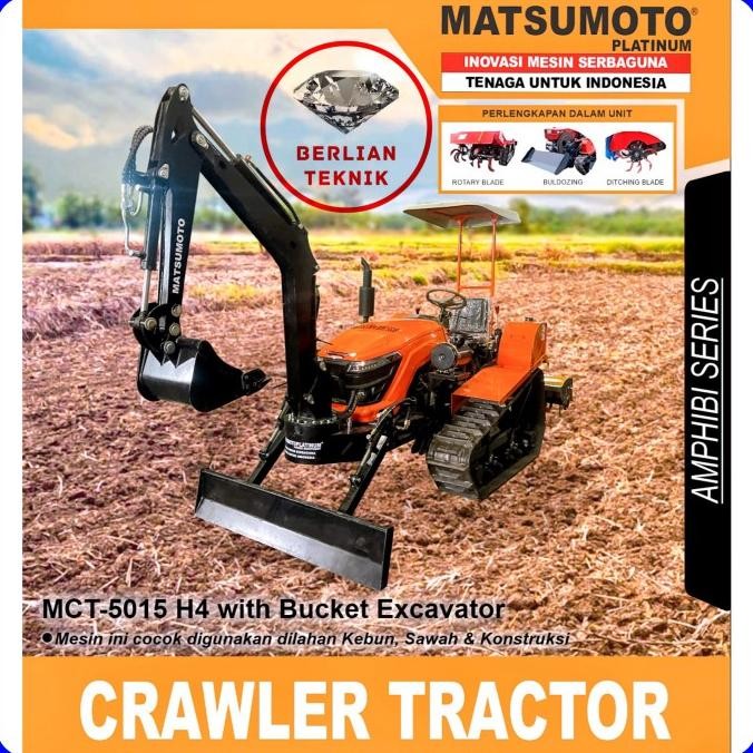 Crawler Tractor Cultivator Traktor Matsumoto MCT 5015 H4 with Bucket Excavator