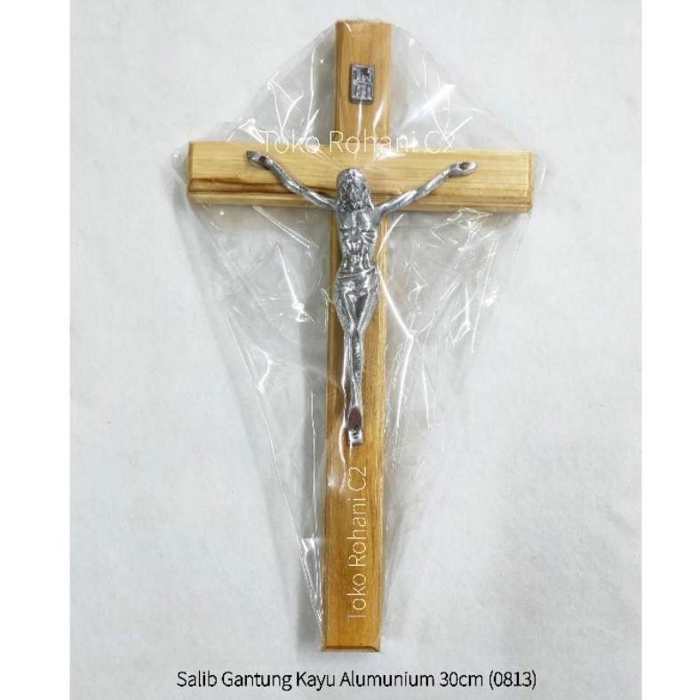 ad-532 gfd-6 Salib Gantung Kayu Aluminium 30cm (0813) - Salib Gantung - Salib Dinding 30cm Premium O