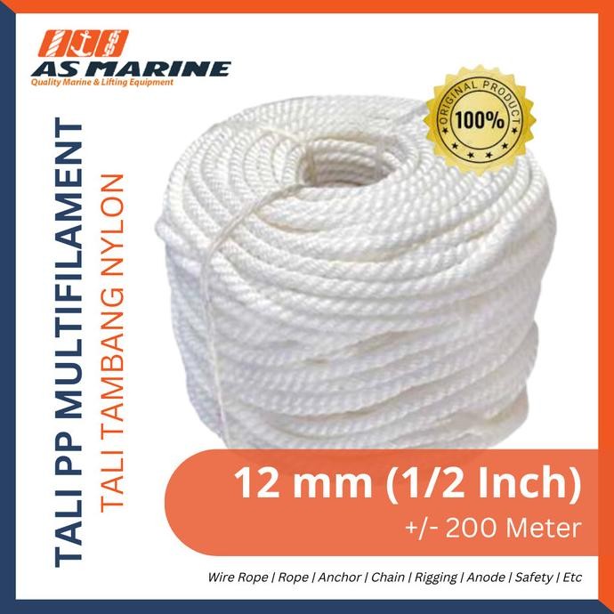 

Tali Tambang Nylon / Tali Nilon / Tali Plastik PP Multifilament 12 mm