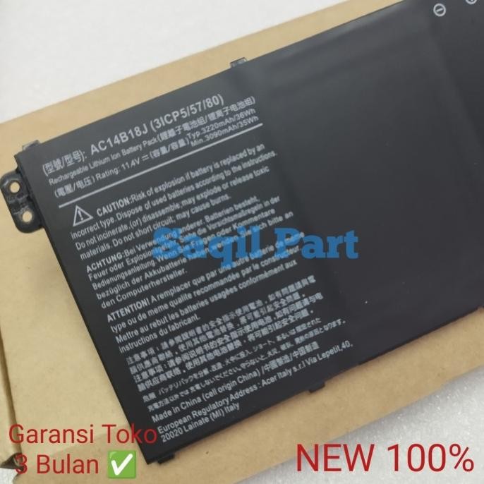 Baterai Battery Acer Aspire 3 A315 A315-41-R971 A315-41-R9D3 Ac14B18J New Stok