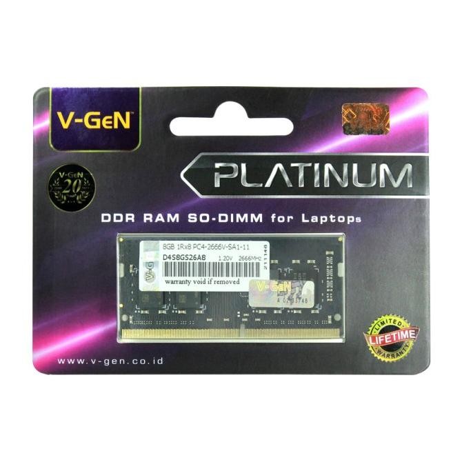 Ram Ddr4 Sodimm V-Gen 8Gb Pc21300/2666Mhz (Memory Laptop Vgen) New Stok