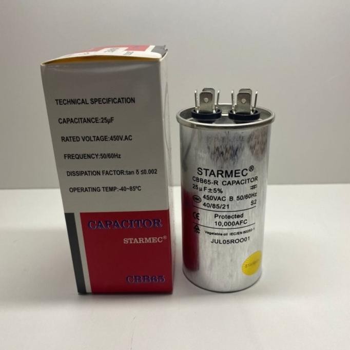 Promo KAPASITOR AC 25UF CAPASITOR AC 25 UF 450VAC STARMEC COD