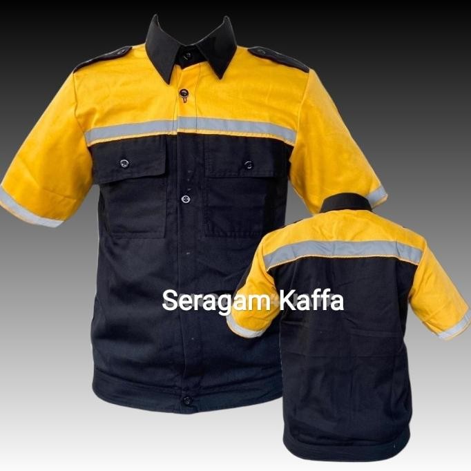 Wearpack Safety Seragam Kerja bengkel kombinasi lengan pendek Kuning
