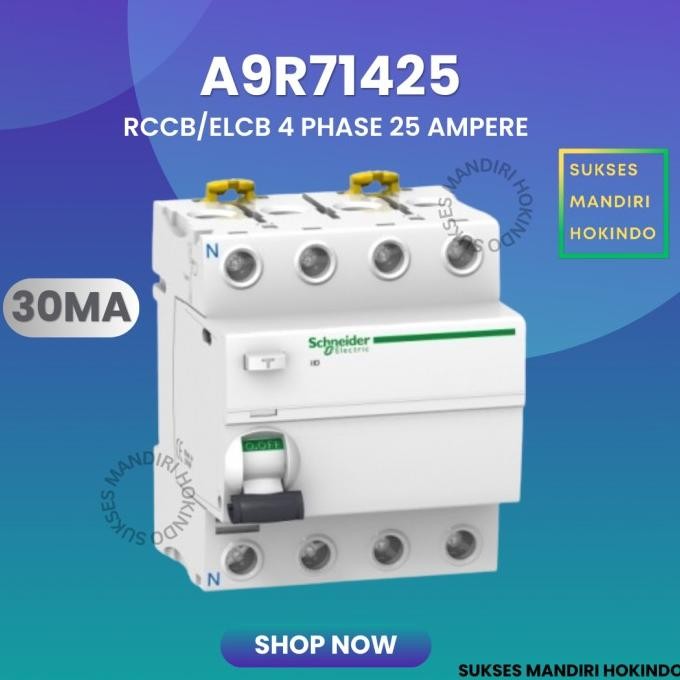 Elcb 4P 25A 4Phase 25Ampere 30Ma Rccb Ild Schneider A9R71425 Original New Stok