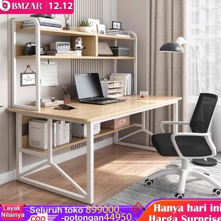 120CM Meja Kantor Besi Buku Meja Belajar  Dengan Rak Buku Meja Kerja Serbaguna