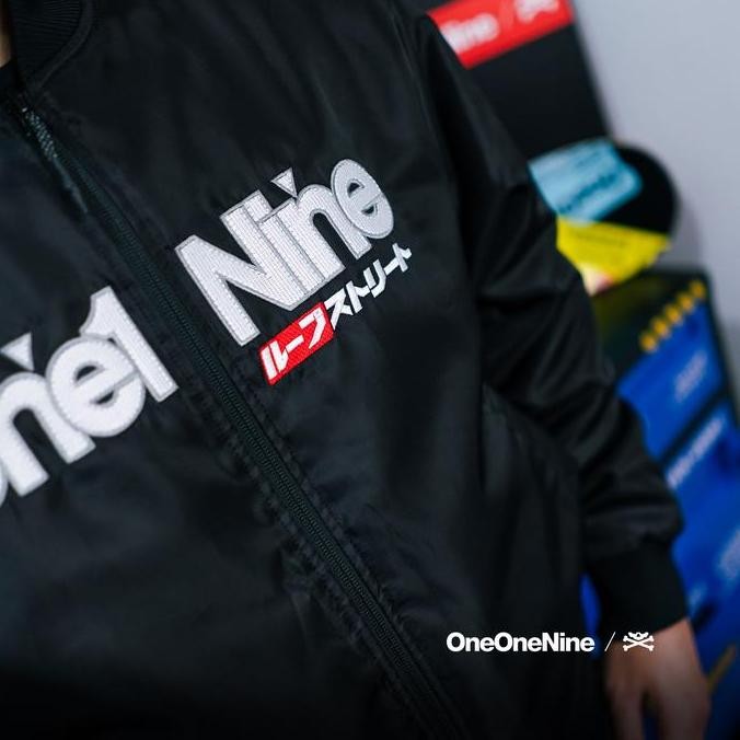 Oneonenine Ksr Jaket Varsity Cosmo Black - Jaket Motor Sport Parasut Bordir