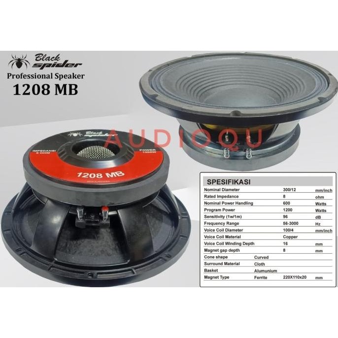 SPEAKER KOMPONEN BLACKSPIDER 1208MB BLACK SPIDER 1208 BM ORIGINAL 12IN