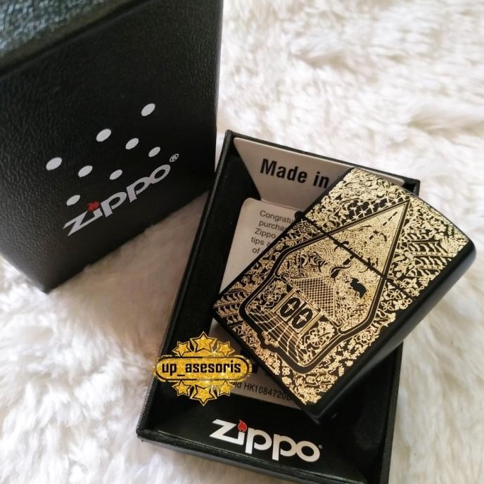 Zippo Korek Api Custom Gunungan Full body ukir grafir Batik Mewah