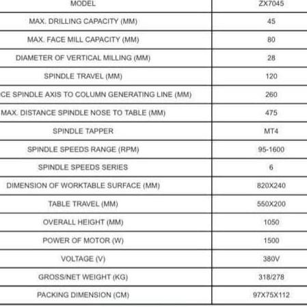 Westlake Bor Fris Milling + Tapping 45mm ZX-7045 3-Phase murah