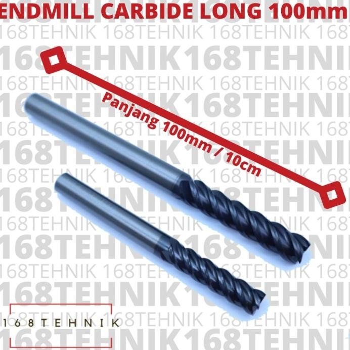 ENDMILL CARBIDE LONG 100MM SEMUA UKURAN  / PISAU CUTTER MILLING / ENDMILL CARBIDE LONG 3MM / ENDMILL