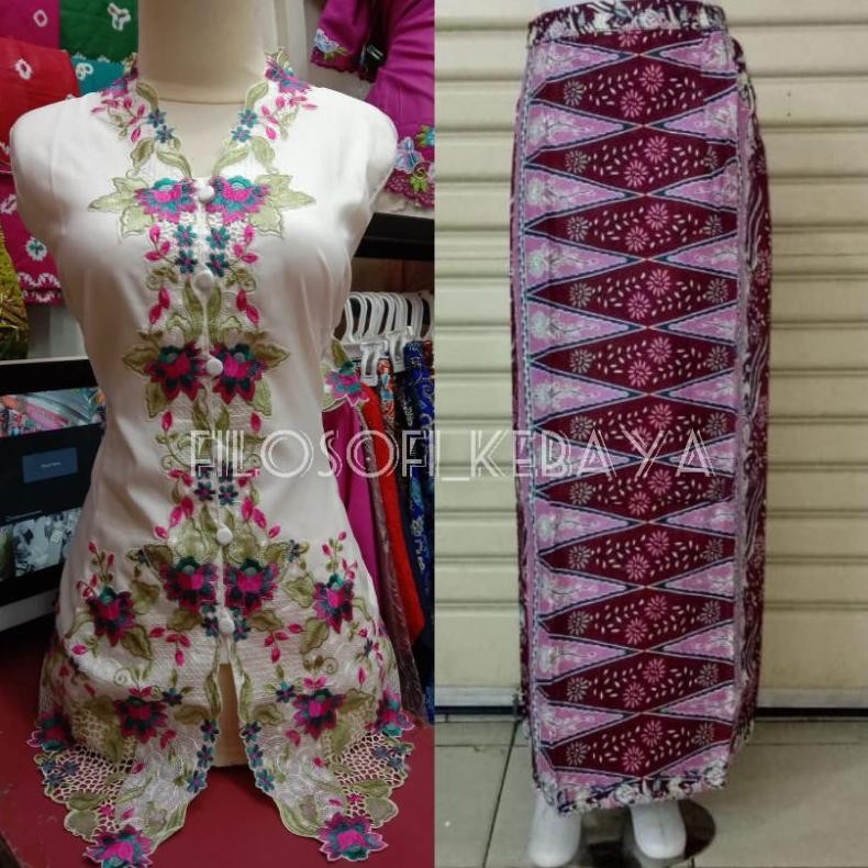 CR - Set Kebaya Encim Adat Betawi Motif Bunga // Kebaya Encim Betawi Katun Bordir // Kebaya Encim Be