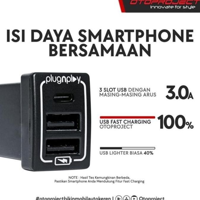 USB Fast Charging Otoproject Khusus Yaris Bakpao OEM Charger Mobil