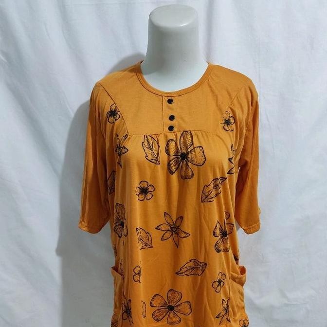 Tersedia Kaos Blouse Jumbo Motif Bunga Lengan Pendek Wanita