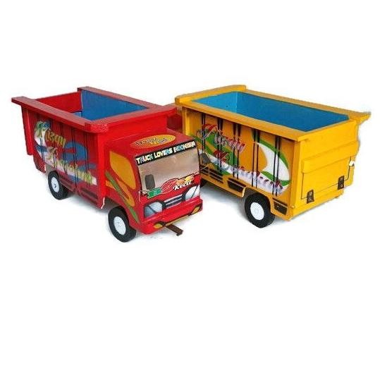 Miniatur mobil truk oleng kayu mainan anak / truk mobil mobilan anak