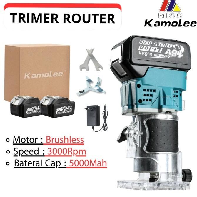 Kamolee Mesin Serut Kayu - Mesin Trimmer Kayu - Pemangkas Ukiran Tangan - Mesin Router Trimmer Cordl