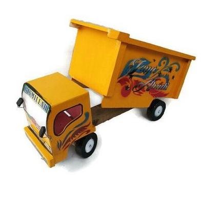 Miniatur mobil truk dump kayu mainan / mobil mobilan truk mainan anak