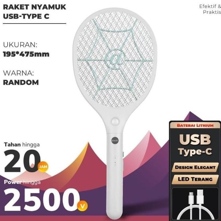 BISA COD Raket Nyamuk Aoki USBC 879 / Raket Nyamuk USB-Type C / Raket Nyamuk Charger / Raket nyamuk 