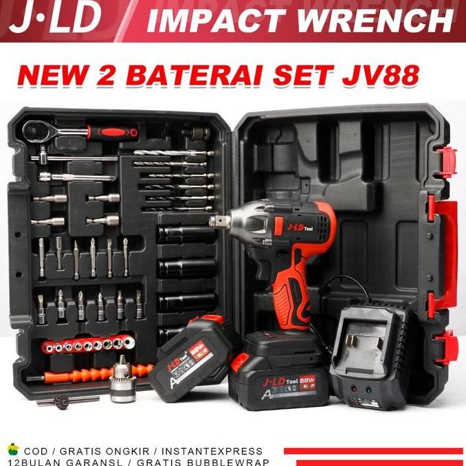 Sale Jld Impact Wrench 13Mm Brushless Cordless Impact Driver Wrench Drill 1/2 47Pcs Fullset Original