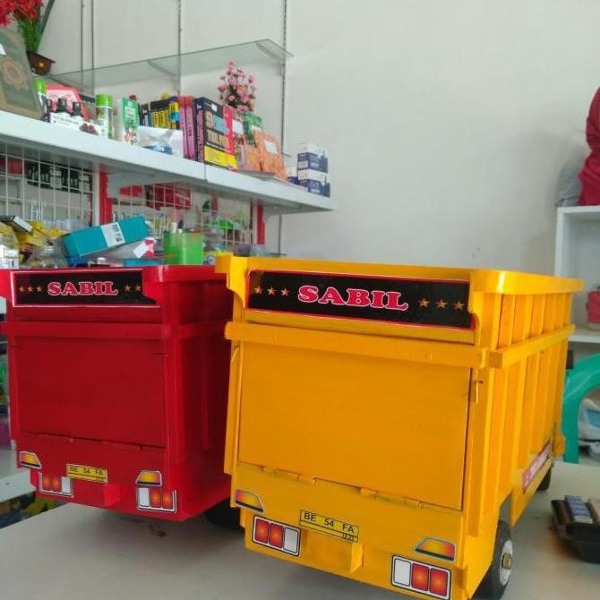 MOBIL TRUK OLENG KAYU MINIATUR TRUCK MAINAN MOBILAN TRUK OLENG BESAR