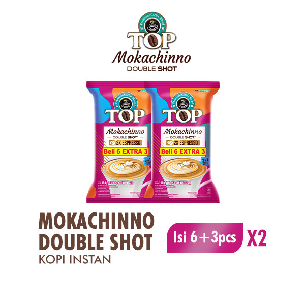 

Top Coffee Kopi Mokachinno Double Shot Instan Pack 22 gr isi 6 + 3 pcs x2