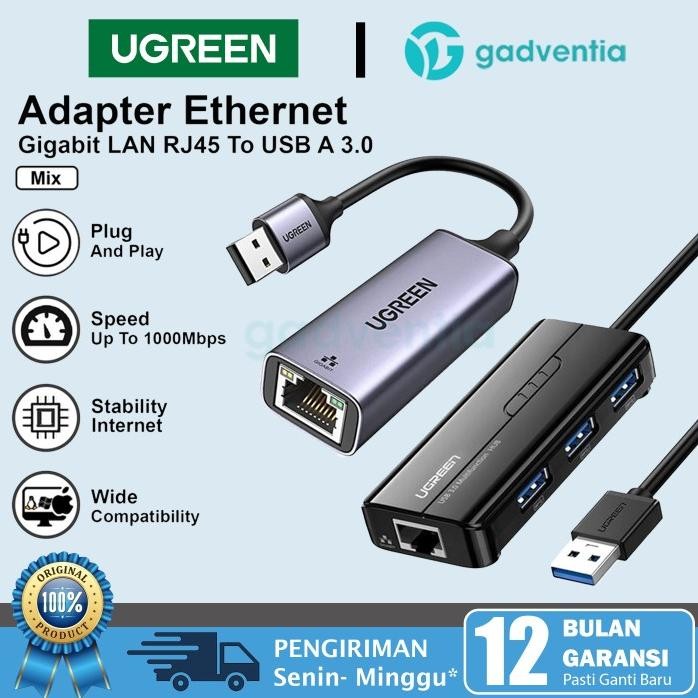 Terlaris Ugreen Usb 3.0 To Lan Rj45 Adapter Ethernet Speed 1000Mbps 20265 For Laptop Macbook Asus Le