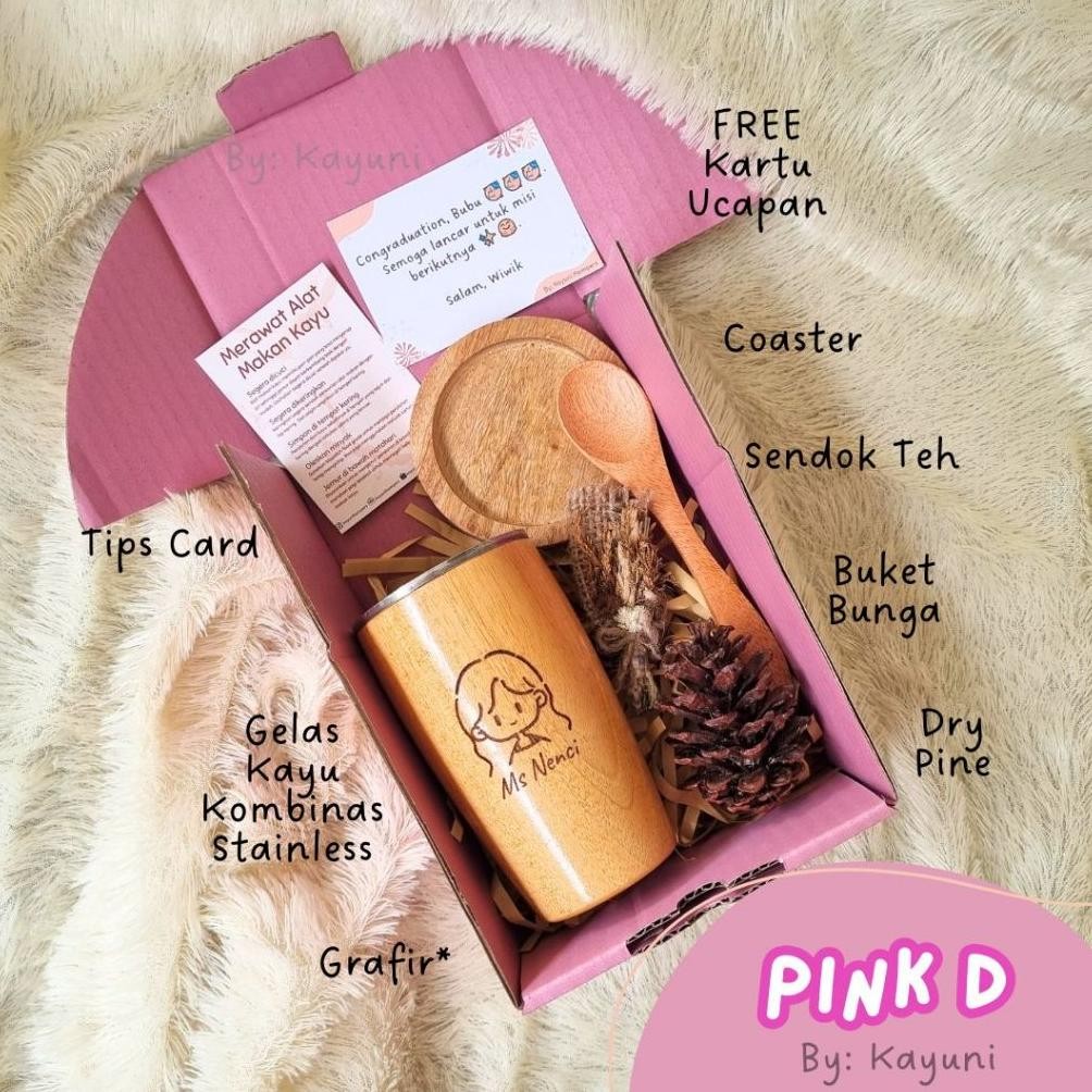

''Terlaris" Pink Hampers Set Gelas Grafir / Hampers Kayu Estetik Wedding Gi / Parcel Tukar Kado Anniversary / Kado Ulang Tahun Hadiah Wisuda Murah